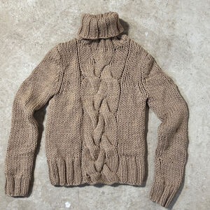 Vintage J. Crew Turtleneck Sweater Women's Medium Brown Cable Knit Wool